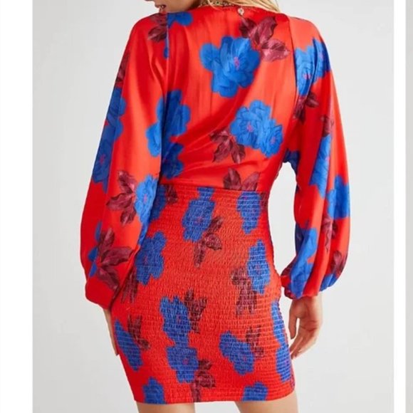 *NWT* Free People Cassie Mini Dress in Cherry Combo - Picture 2 of 7